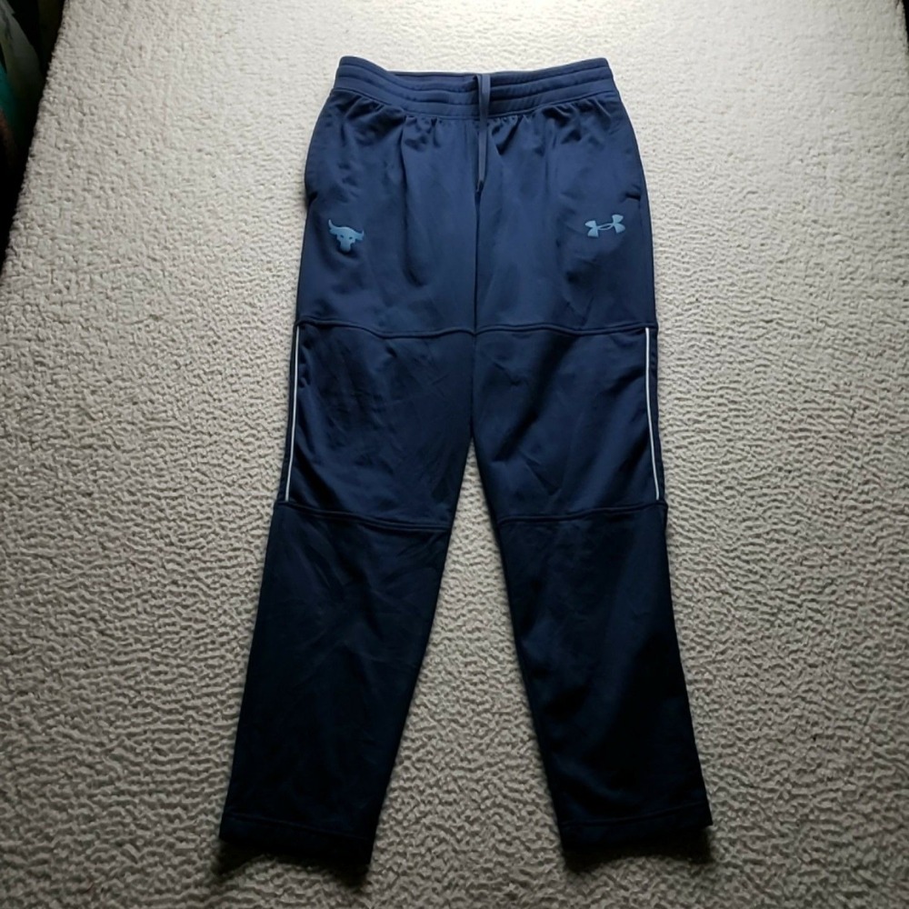 Under Armour Project Rock Pants Mens Large Blue Jogger Sweatpants Elastic Waist